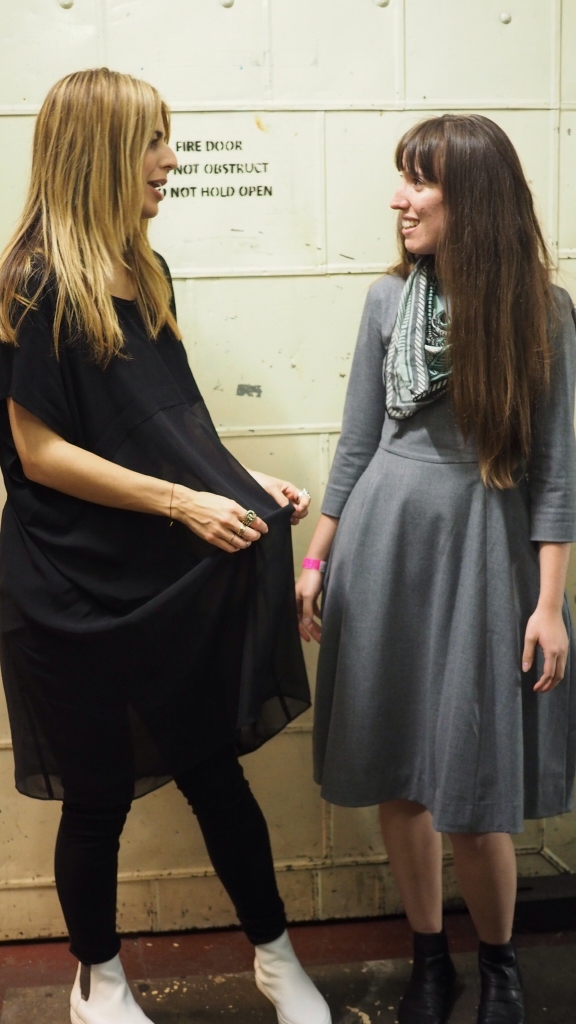Comparing outfits with Brooke Fraser.